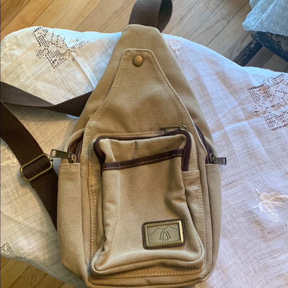 Tan Canvas Sling Bag